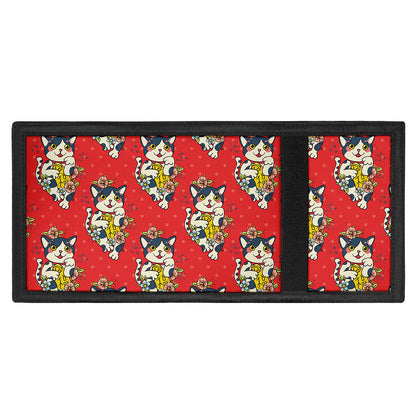 Japanese Cat Maneki Neko Pattern Print Trifold Wallet