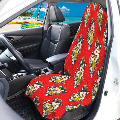 Japanese Cat Maneki Neko Pattern Print Waterproof Car Seat Cover