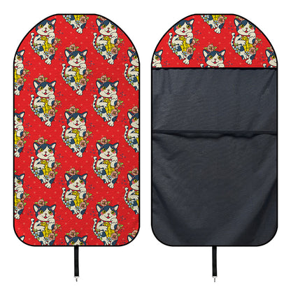 Japanese Cat Maneki Neko Pattern Print Waterproof Car Seat Cover