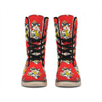 Japanese Cat Maneki Neko Pattern Print Winter Boots