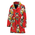 Japanese Cat Maneki Neko Pattern Print Women's Bathrobe