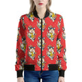 Japanese Cat Maneki Neko Pattern Print Women's Bomber Jacket