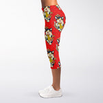 Japanese Cat Maneki Neko Pattern Print Women's Capri Leggings