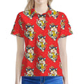 Japanese Cat Maneki Neko Pattern Print Women's Polo Shirt