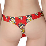 Japanese Cat Maneki Neko Pattern Print Women's Thong