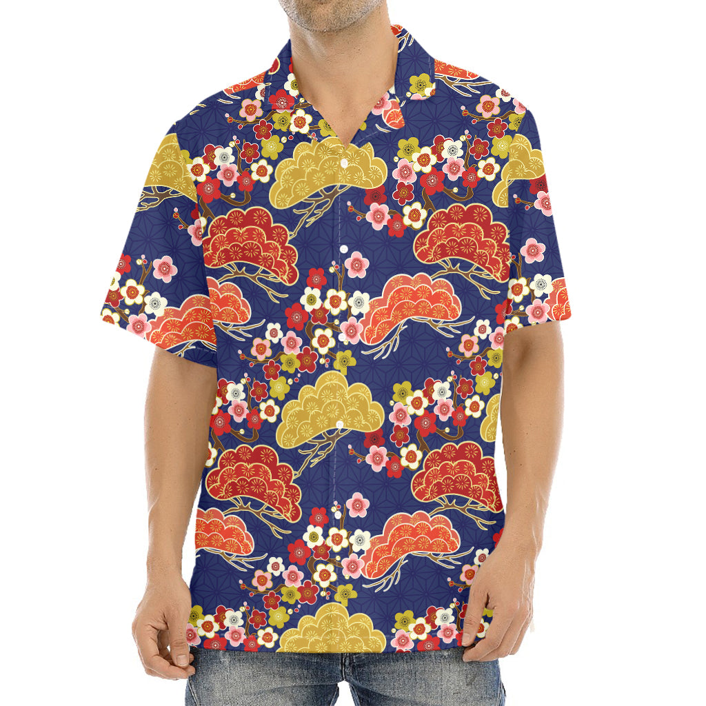 Japanese Cherry Blossom Pattern Print Aloha Shirt