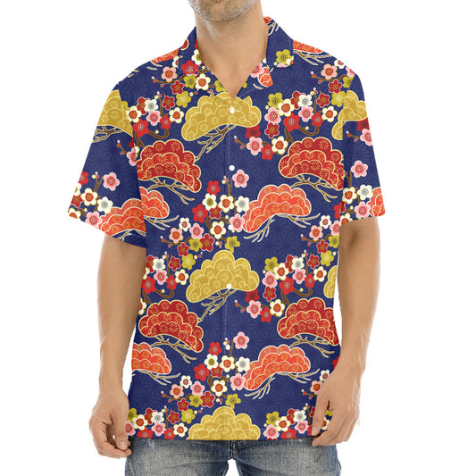 Japanese Cherry Blossom Pattern Print Aloha Shirt