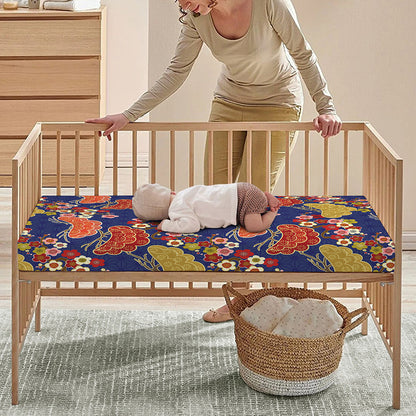 Japanese Cherry Blossom Pattern Print Baby Crib Sheet