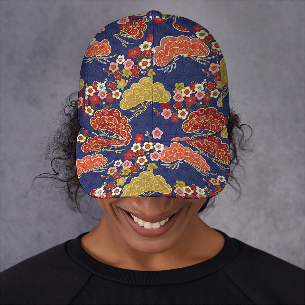 Japanese Cherry Blossom Pattern Print Baseball Cap