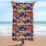 Japanese Cherry Blossom Pattern Print Beach Towel