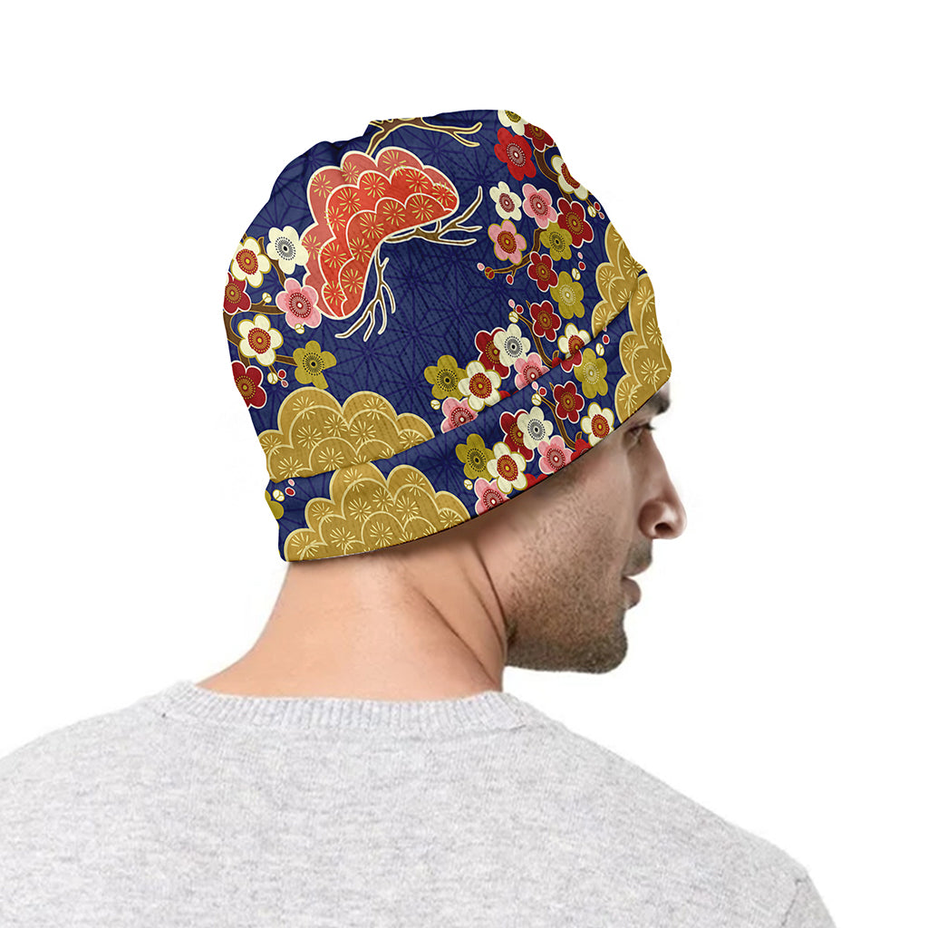 Japanese Cherry Blossom Pattern Print Beanie