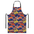 Japanese Cherry Blossom Pattern Print Bib Apron With Pocket