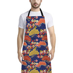 Japanese Cherry Blossom Pattern Print Bib Apron With Pocket