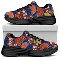 Japanese Cherry Blossom Pattern Print Black Chunky Shoes