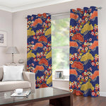Japanese Cherry Blossom Pattern Print Blackout Grommet Curtains