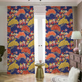 Japanese Cherry Blossom Pattern Print Dimout Pencil Pleat Curtains