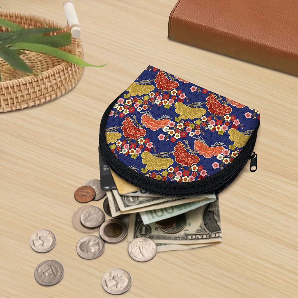 Japanese Cherry Blossom Pattern Print Coin Purse