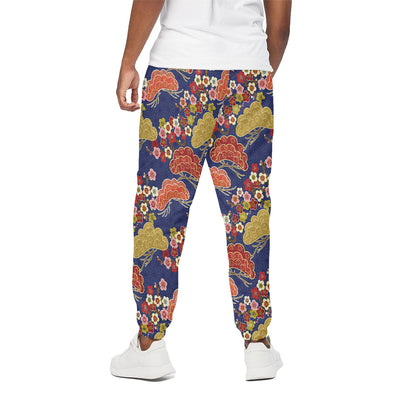 Japanese Cherry Blossom Pattern Print Cotton Pants