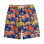 Japanese Cherry Blossom Pattern Print Cotton Shorts