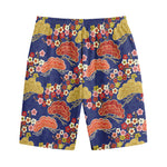 Japanese Cherry Blossom Pattern Print Cotton Shorts