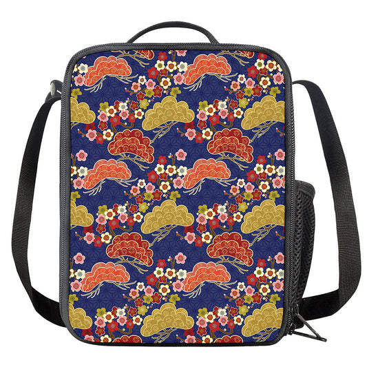 Japanese Cherry Blossom Pattern Print Crossbody Lunch Bag