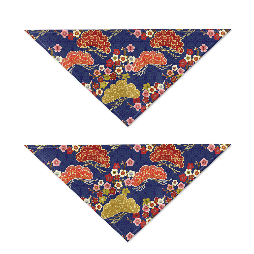 Japanese Cherry Blossom Pattern Print Dog Bandana