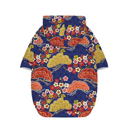 Japanese Cherry Blossom Pattern Print Dog Zip Up Hoodie