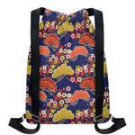 Japanese Cherry Blossom Pattern Print Drawstring Backpack