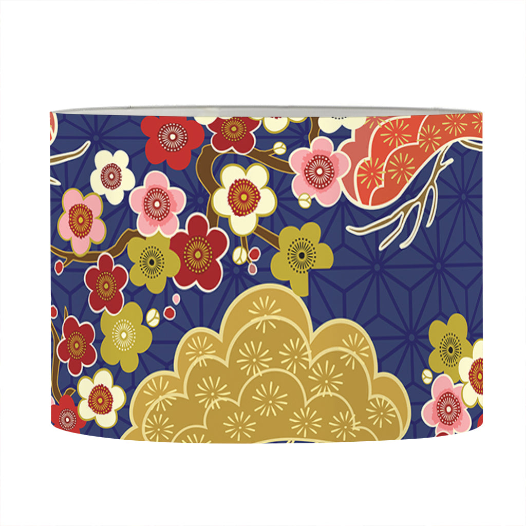 Japanese Cherry Blossom Pattern Print Drum Lamp Shade
