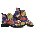 Japanese Cherry Blossom Pattern Print Flat Ankle Boots