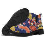 Japanese Cherry Blossom Pattern Print Flat Ankle Boots