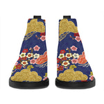 Japanese Cherry Blossom Pattern Print Flat Ankle Boots