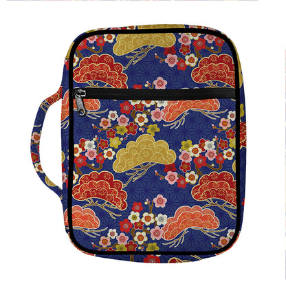 Japanese Cherry Blossom Pattern Print Front Pocket Bible Bag