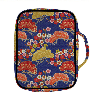 Japanese Cherry Blossom Pattern Print Front Pocket Bible Bag