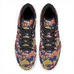 Japanese Cherry Blossom Pattern Print High Top Leather Sneakers