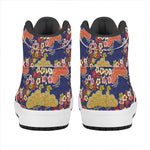 Japanese Cherry Blossom Pattern Print High Top Leather Sneakers