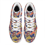 Japanese Cherry Blossom Pattern Print High Top Leather Sneakers