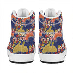 Japanese Cherry Blossom Pattern Print High Top Leather Sneakers
