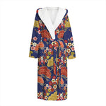 Japanese Cherry Blossom Pattern Print Hooded Bathrobe