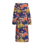 Japanese Cherry Blossom Pattern Print Hooded Bathrobe