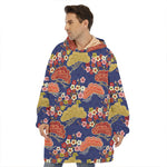 Japanese Cherry Blossom Pattern Print Hoodie Blanket