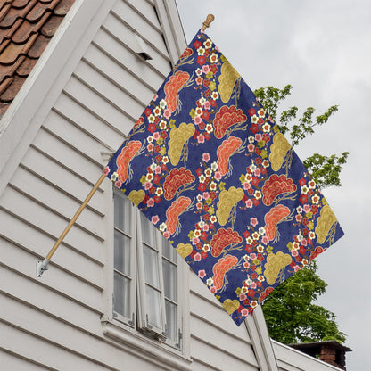 Japanese Cherry Blossom Pattern Print House Flag