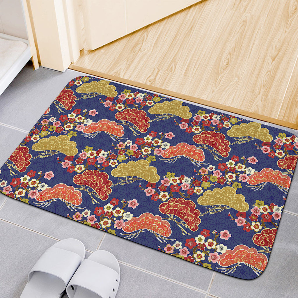 Japanese Cherry Blossom Pattern Print Indoor Door Mat