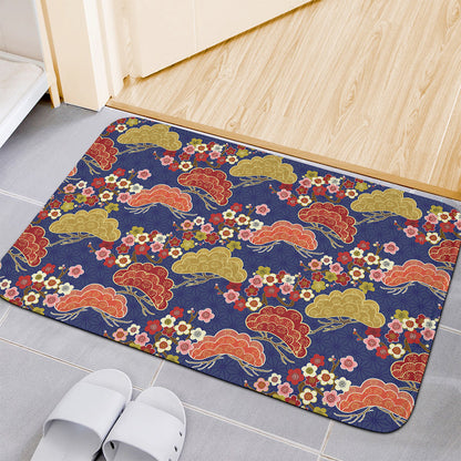 Japanese Cherry Blossom Pattern Print Indoor Door Mat