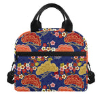 Japanese Cherry Blossom Pattern Print Insulated Lunch Bag