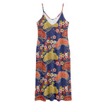 Japanese Cherry Blossom Pattern Print Jersey Midi Cami Dress