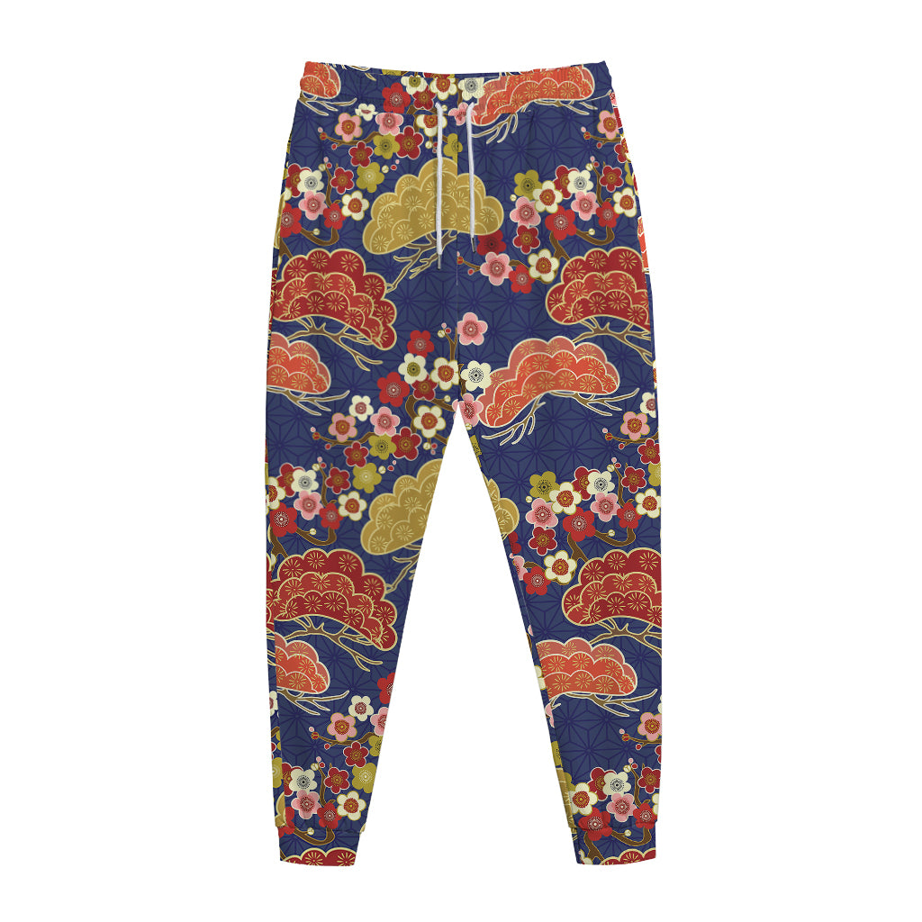 Japanese Cherry Blossom Pattern Print Jogger Pants