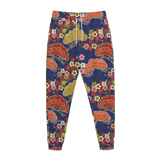 Japanese Cherry Blossom Pattern Print Jogger Pants