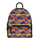 Japanese Cherry Blossom Pattern Print Leather Backpack