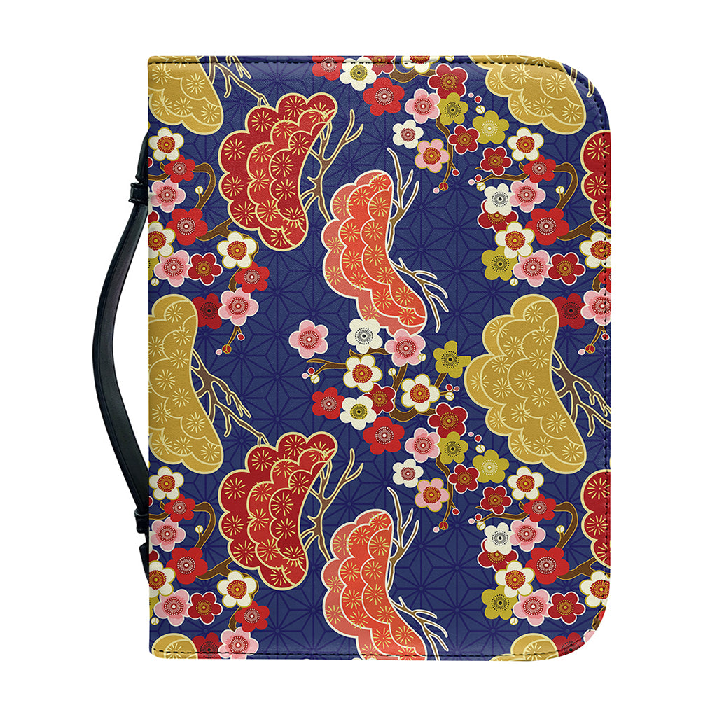 Japanese Cherry Blossom Pattern Print Leather Bible Cover